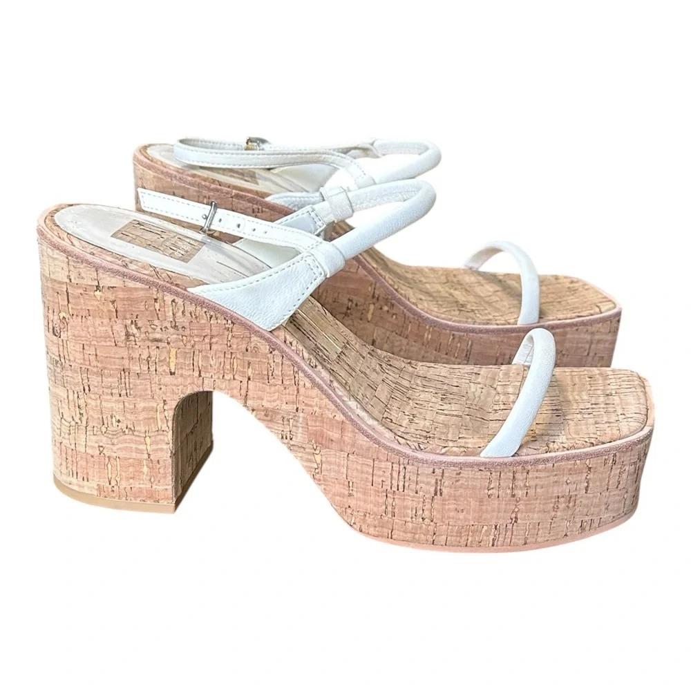 Dolce Vita Jodie Sandals Womens Size 9 Natural Strappy Cork Platform A1021 - Picture 3 of 7